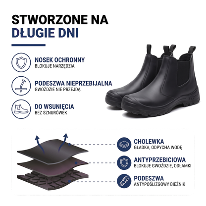 Buty robocze męskie wsuwane z podnoskiem ochronnym