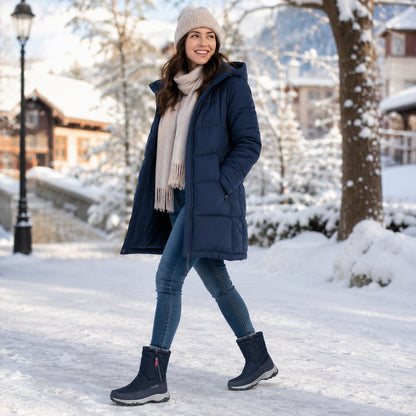 Buty zimowe damskie - Wodoodporne z tkaniny Oxford - Ocieplane