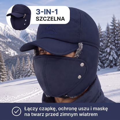 Czapka uszatka męska 3 w 1 z odpinaną maską na twarz