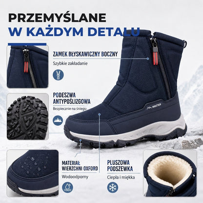 Buty zimowe damskie - Wodoodporne z tkaniny Oxford - Ocieplane