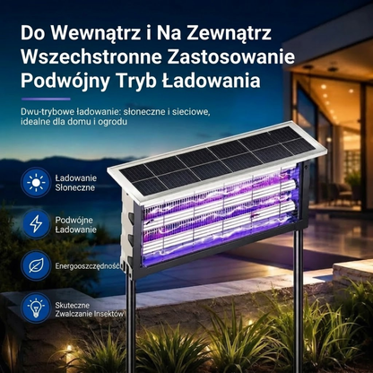 Solarna Lampa na Komary XXL - Trzy Świetlówki UV - Podwójne Ładowanie Wewnątrz i na Zewnątrz