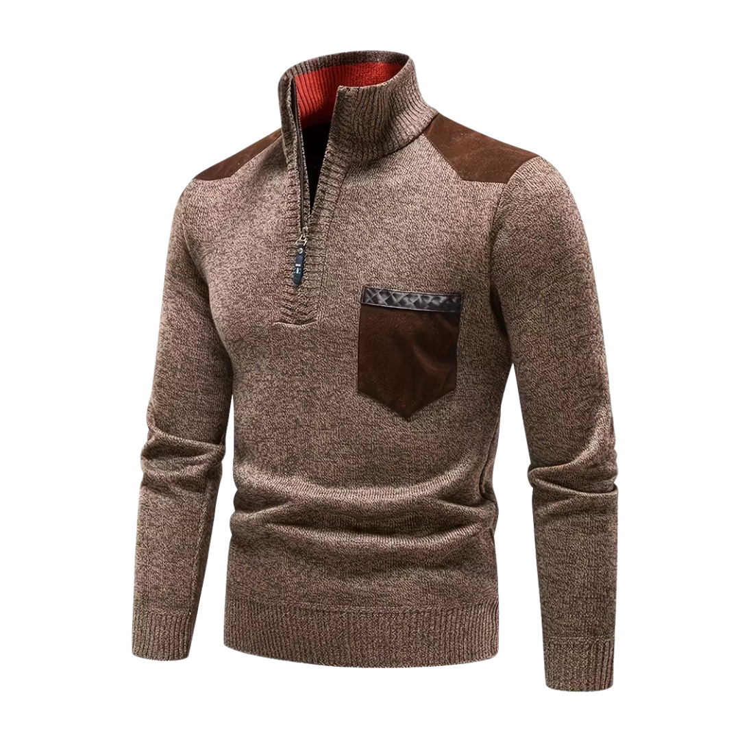 Sweter Dzianinowy – Zamek Półgolf – Zimowy Pulower