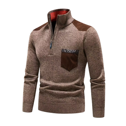 Sweter Dzianinowy – Zamek Półgolf – Zimowy Pulower