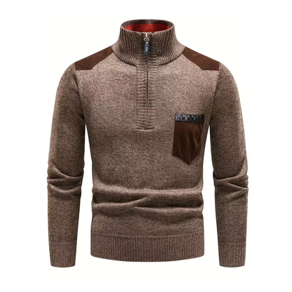 Sweter Dzianinowy – Zamek Półgolf – Zimowy Pulower