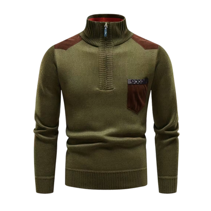 Sweter Dzianinowy – Zamek Półgolf – Zimowy Pulower