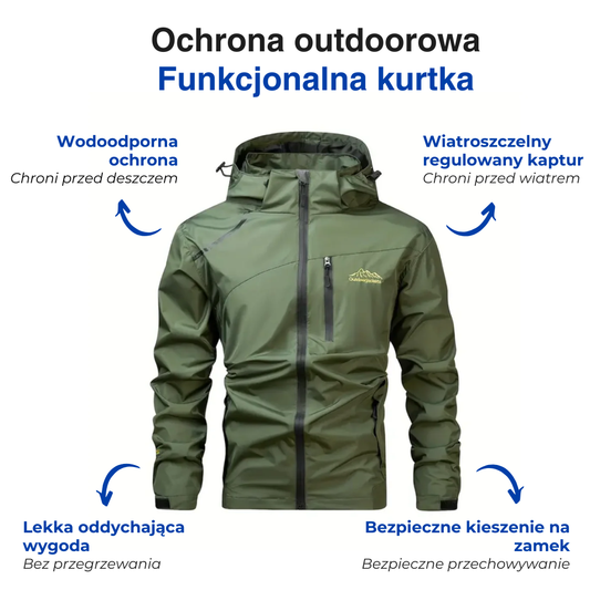 Męska wodoodporna kurtka z kapturem – Wiatroszczelna i lekka