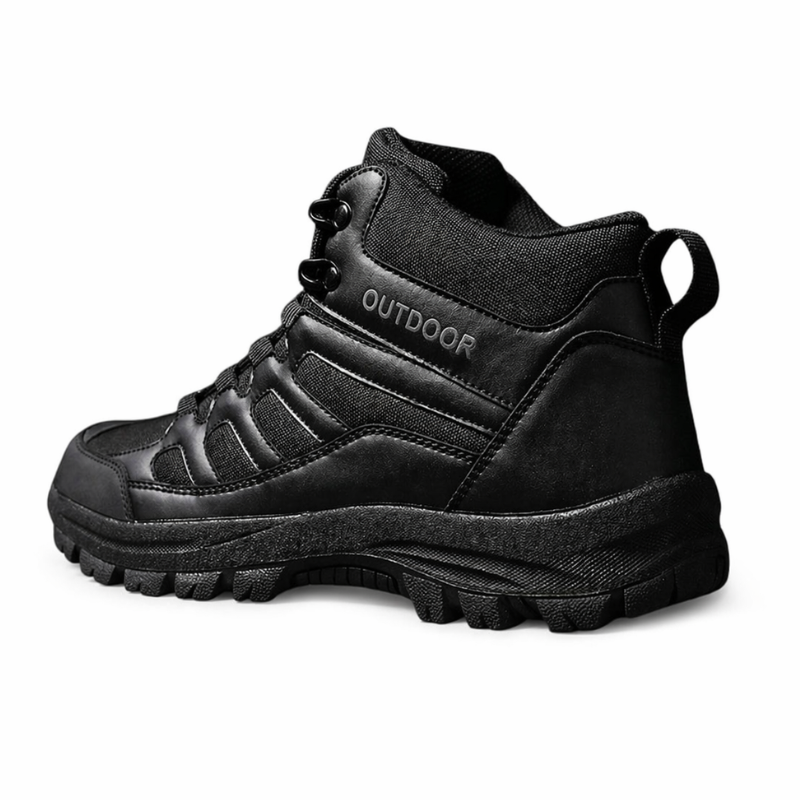 Czarne buty trekkingowe męskie za kostkę z chwytną podeszwą