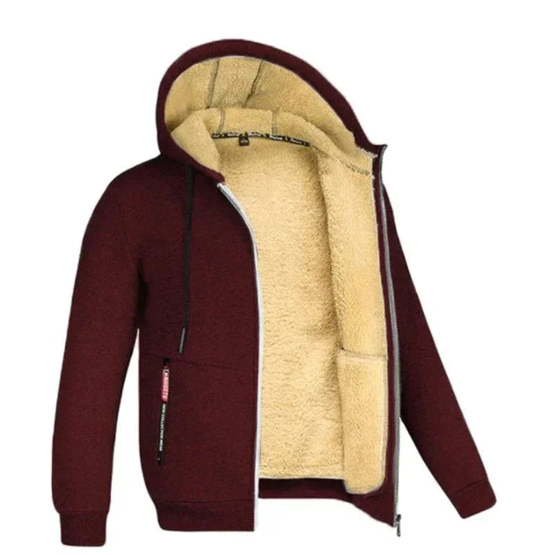Bluza męska rozpinana z kapturem z podszewką sherpa