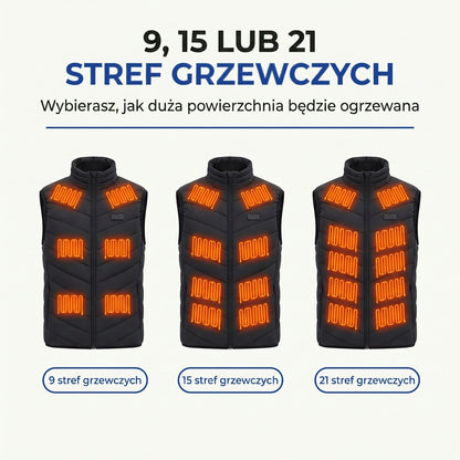 Kamizelka podgrzewana - 9, 15 lub 21 stref grzewczych - USB-C damska i męska