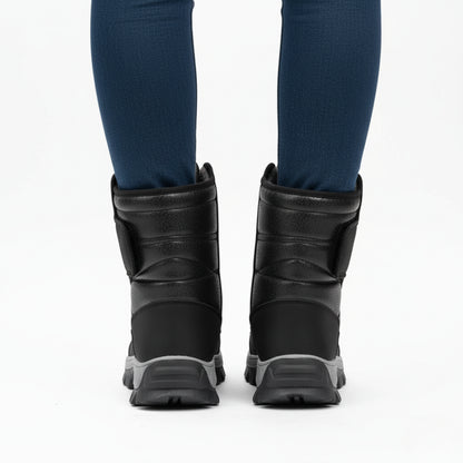 Buty zimowe damskie ocieplane - Wodoodporne na rzepy - Platforma