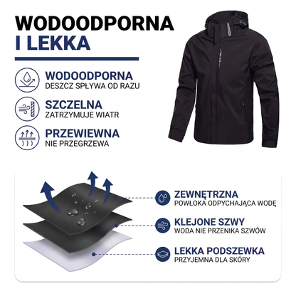 Kurtka przejściowa męska - Odpinany kaptur - Wodoodporna i ocieplana