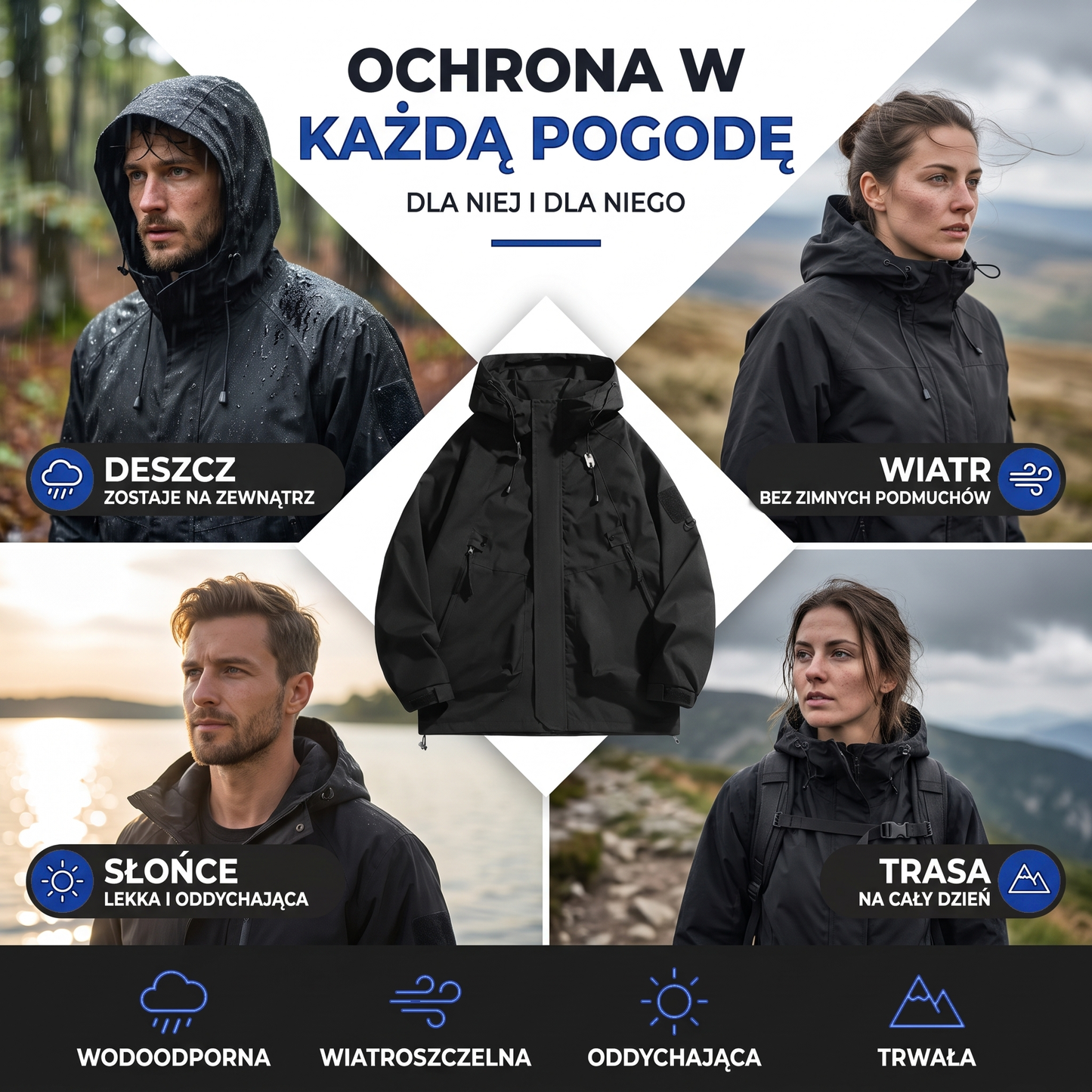 Kurtka wiatrówka unisex - ochrona w każdą pogodę