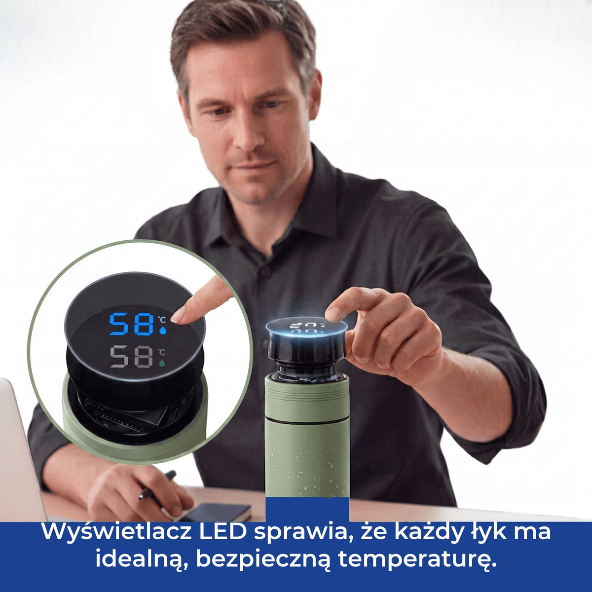 Termos ze stali nierdzewnej z wyświetlaczem LED