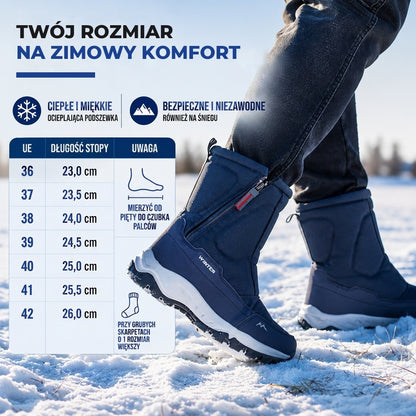Buty zimowe damskie - Wodoodporne z tkaniny Oxford - Ocieplane