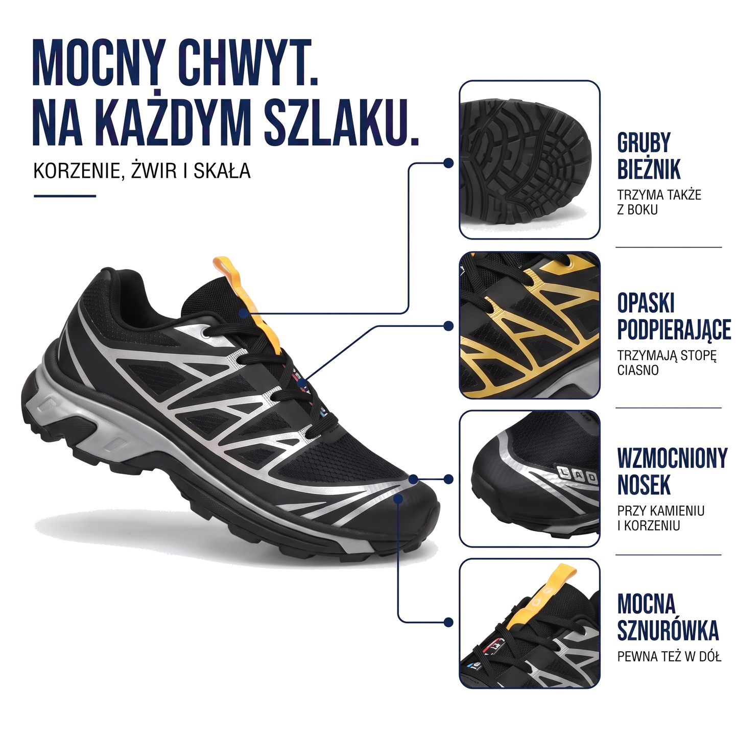 Buty trailowe damskie z amortyzacją i agresywnym bieżnikiem