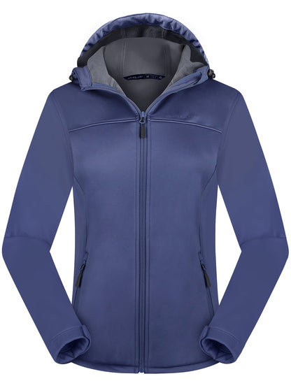 Kurtka softshell damska z polarową podszewką i kapturem