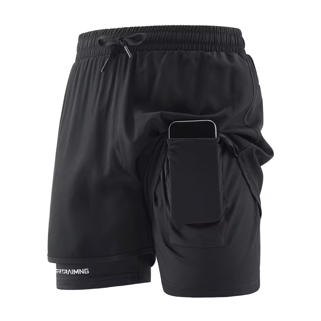 Męskie spodenki sportowe 2w1 – szybkoschnące i wygodne