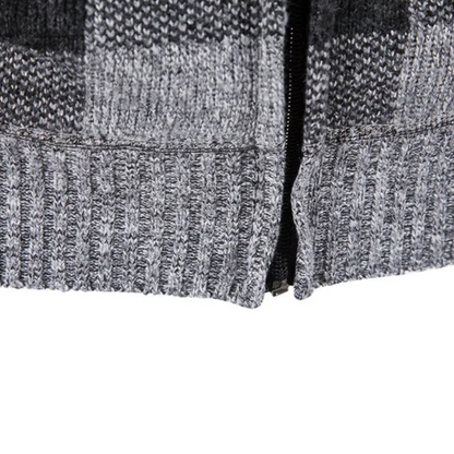 Rozpinana bluza męska z kapturem w kratę z polarową podszewką