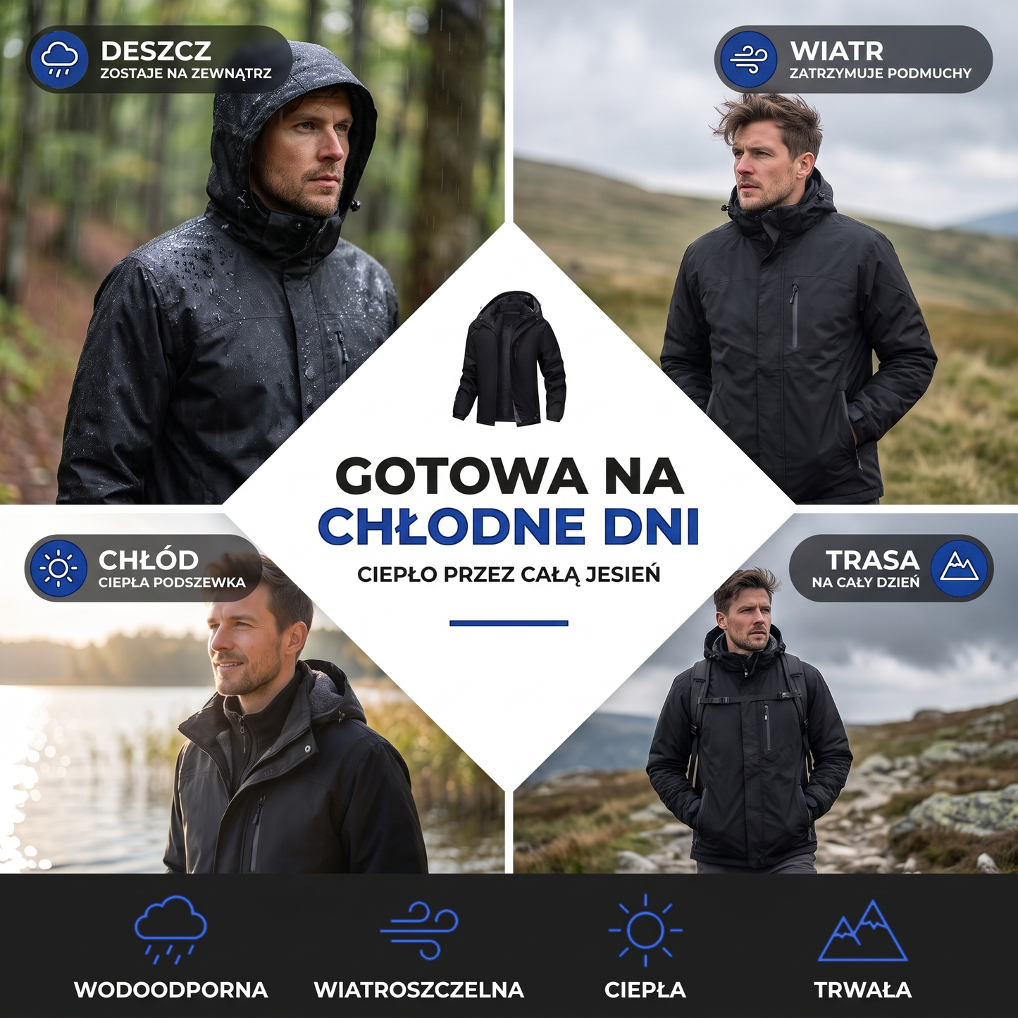 Kurtka przejściowa męska ocieplana - ochrona w każdą pogodę