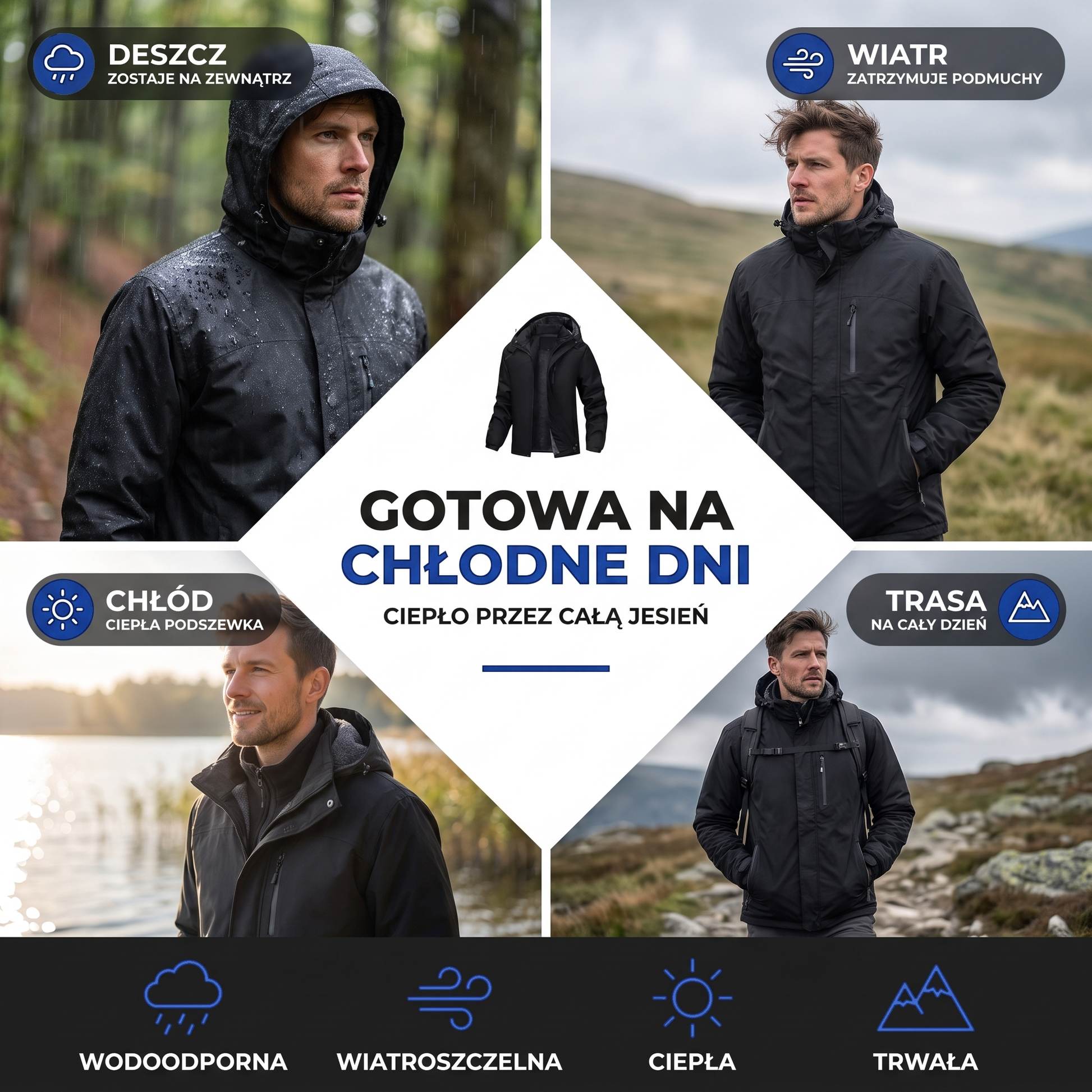 Kurtka przejściowa męska ocieplana - ochrona w każdą pogodę