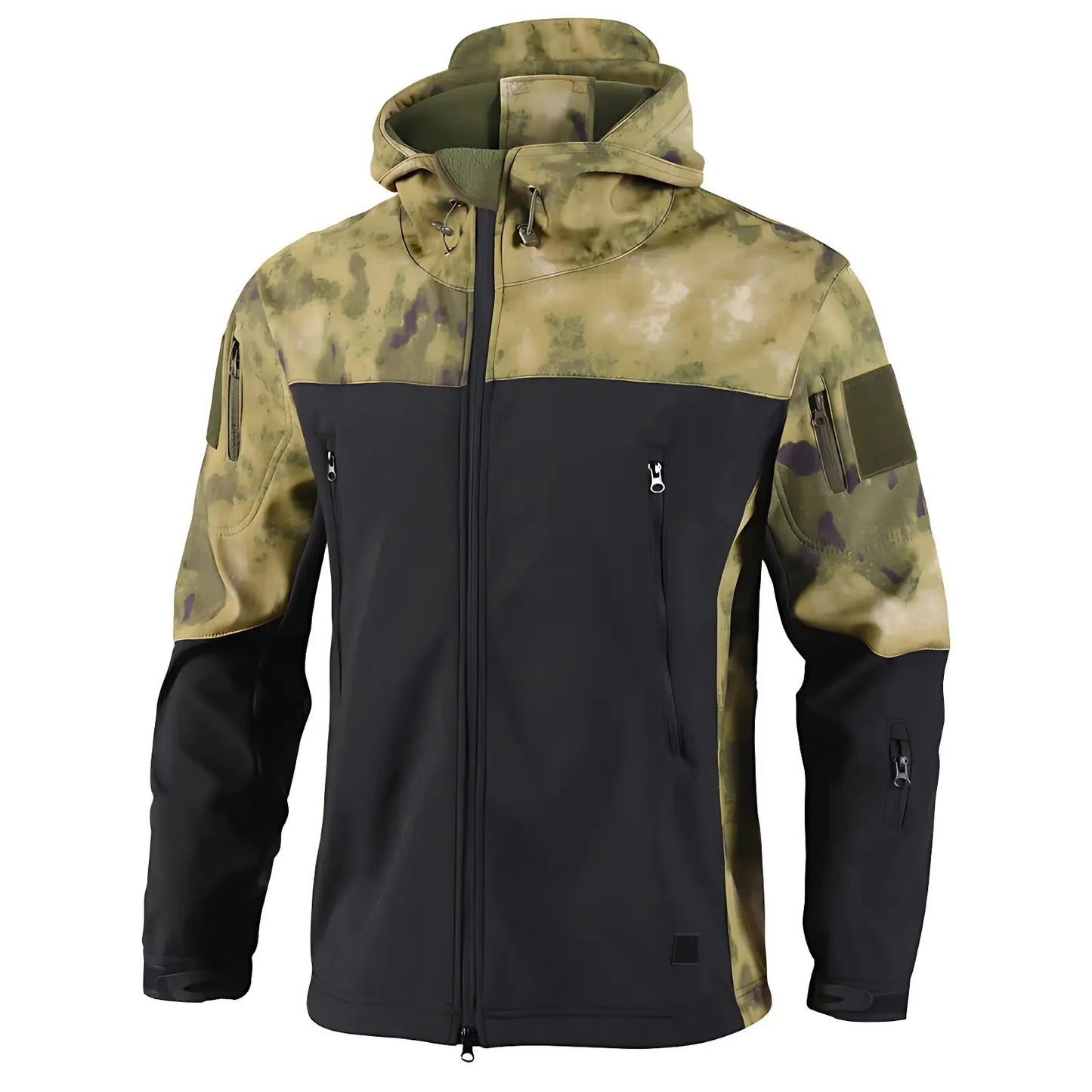 Kurtka softshell męska z polarową podszewką i taktycznym kapturem