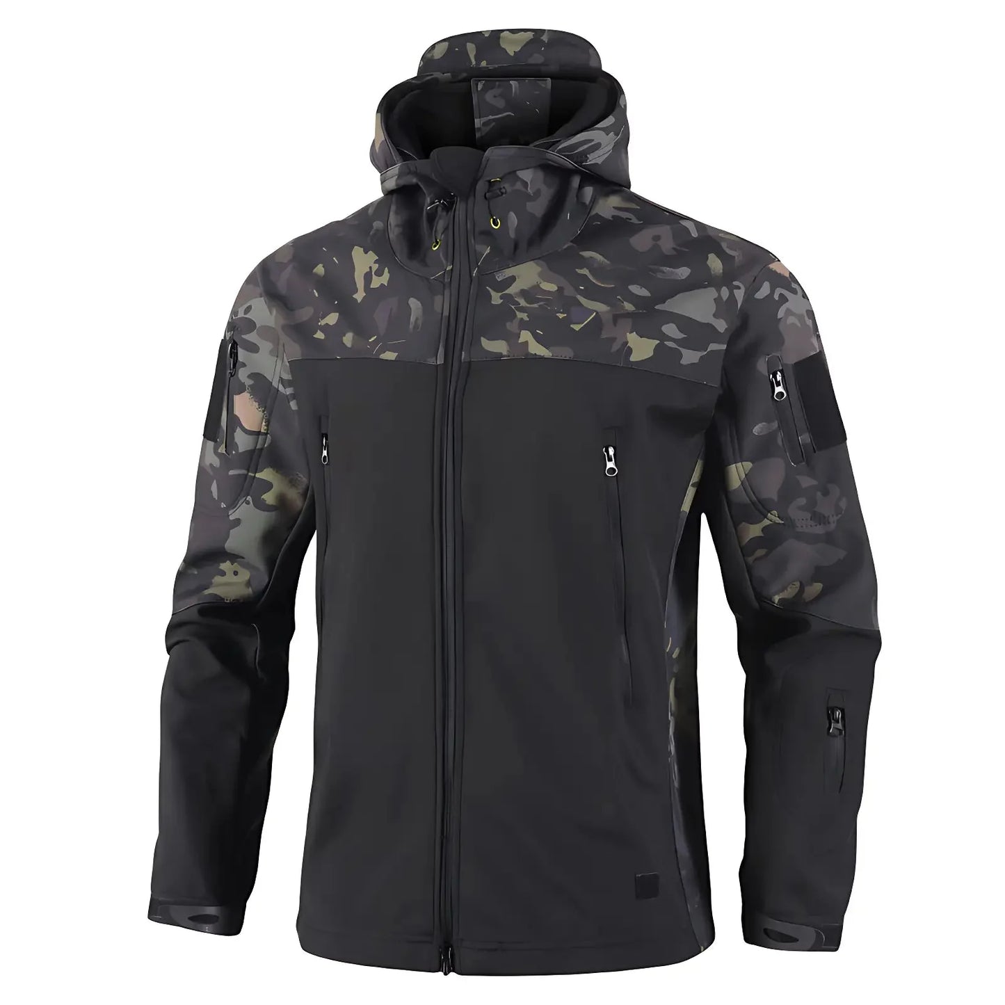 Kurtka softshell męska z polarową podszewką i taktycznym kapturem
