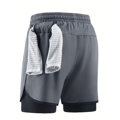 Męskie spodenki sportowe 2w1 – szybkoschnące i wygodne