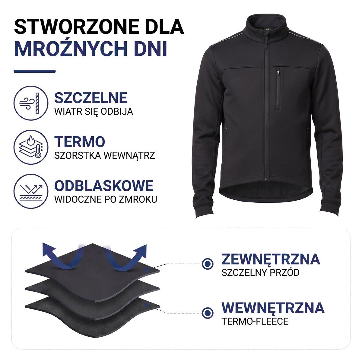 Wiatroszczelna kurtka rowerowa zimowa męska z ociepleniem