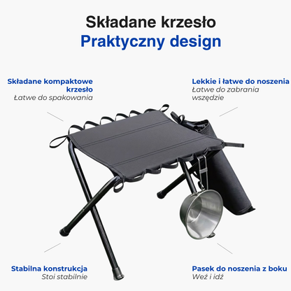 Składany stołek campingowy – Lekki – Z uchwytem do przenoszenia