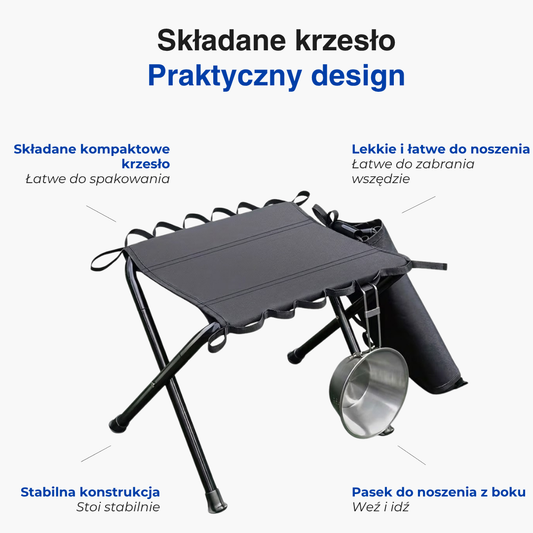 Składany stołek campingowy – Lekki – Z uchwytem do przenoszenia