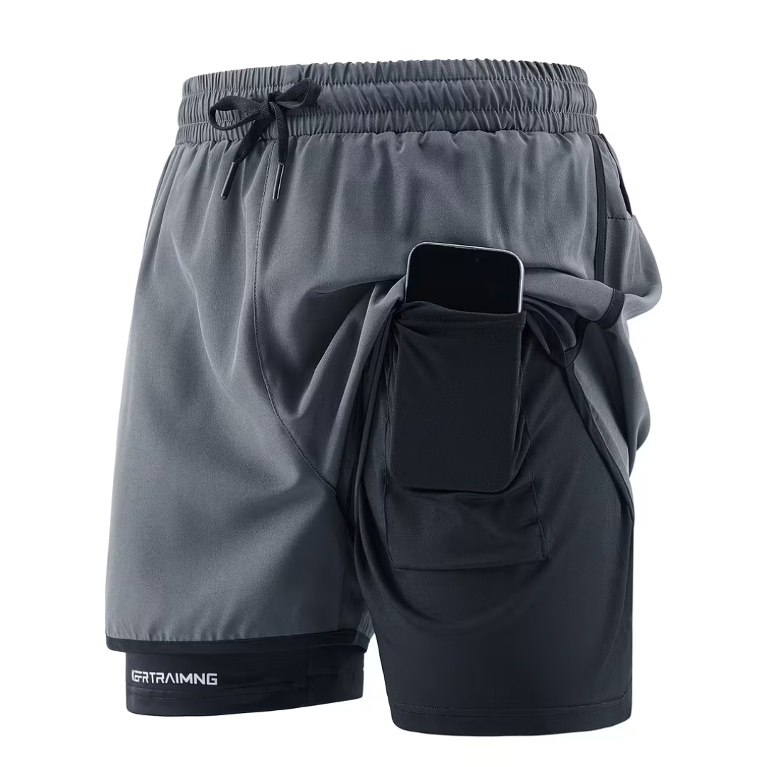 Męskie spodenki sportowe 2w1 – szybkoschnące i wygodne