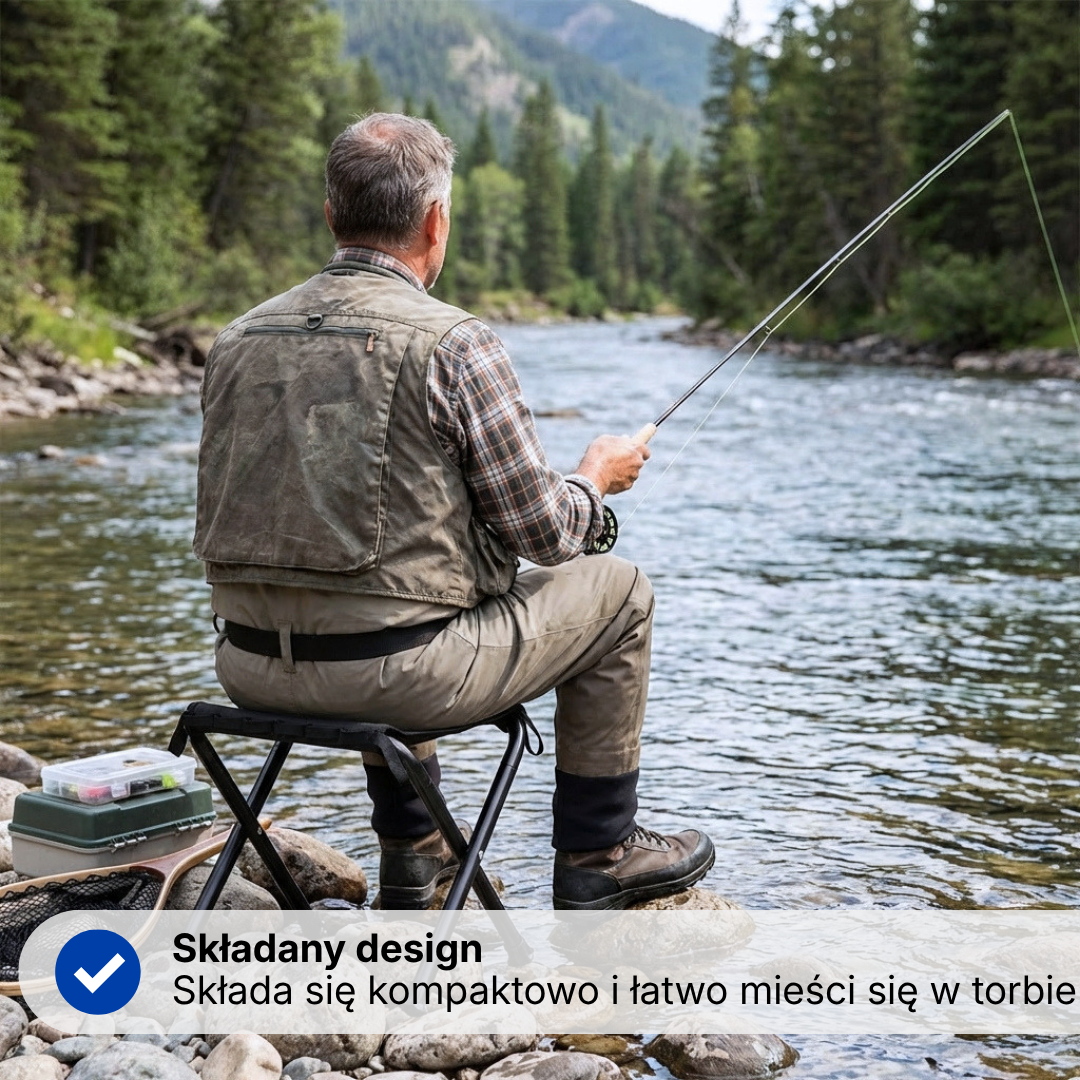 Składany stołek campingowy – Lekki – Z uchwytem do przenoszenia