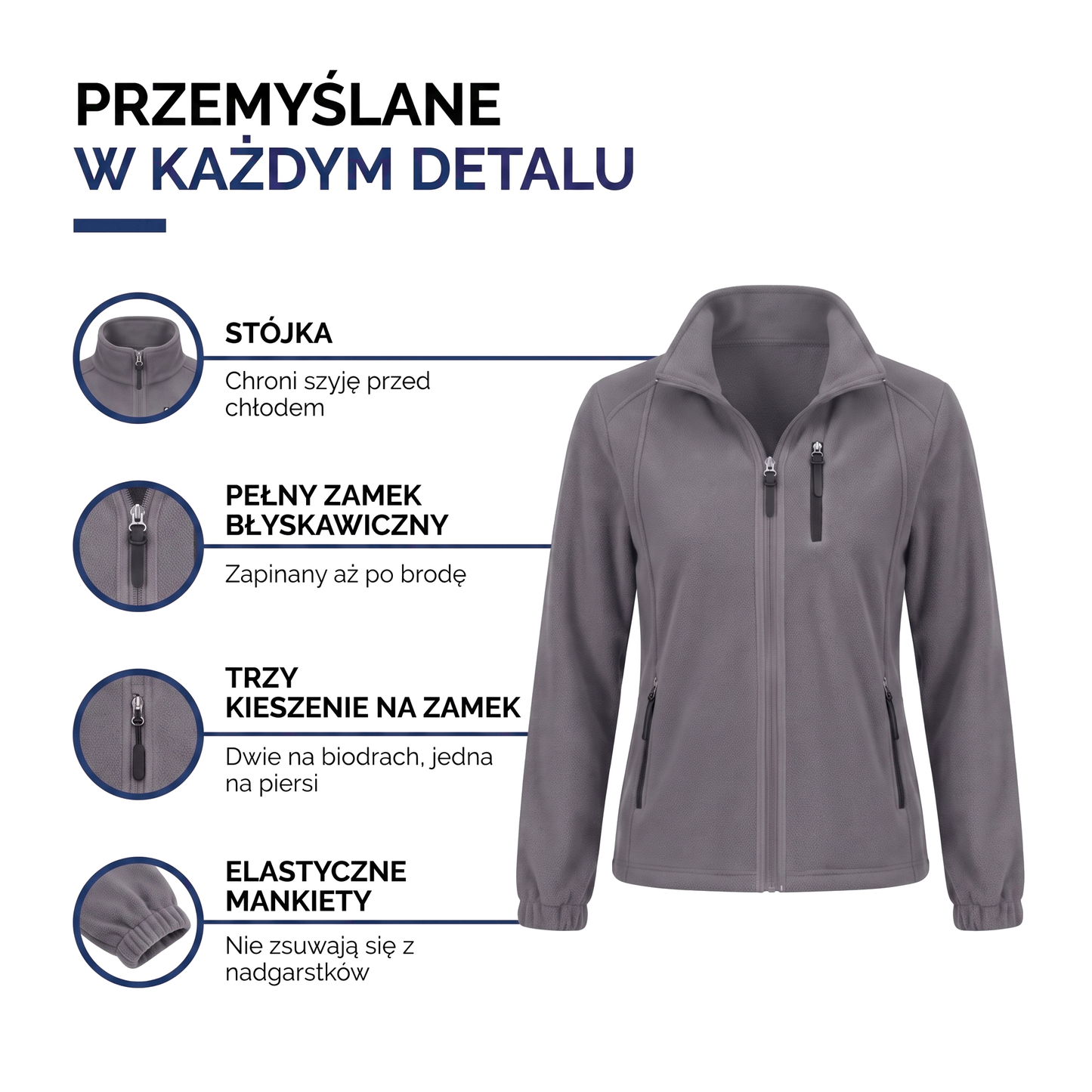 Kurtka polarowa damska ze stójką