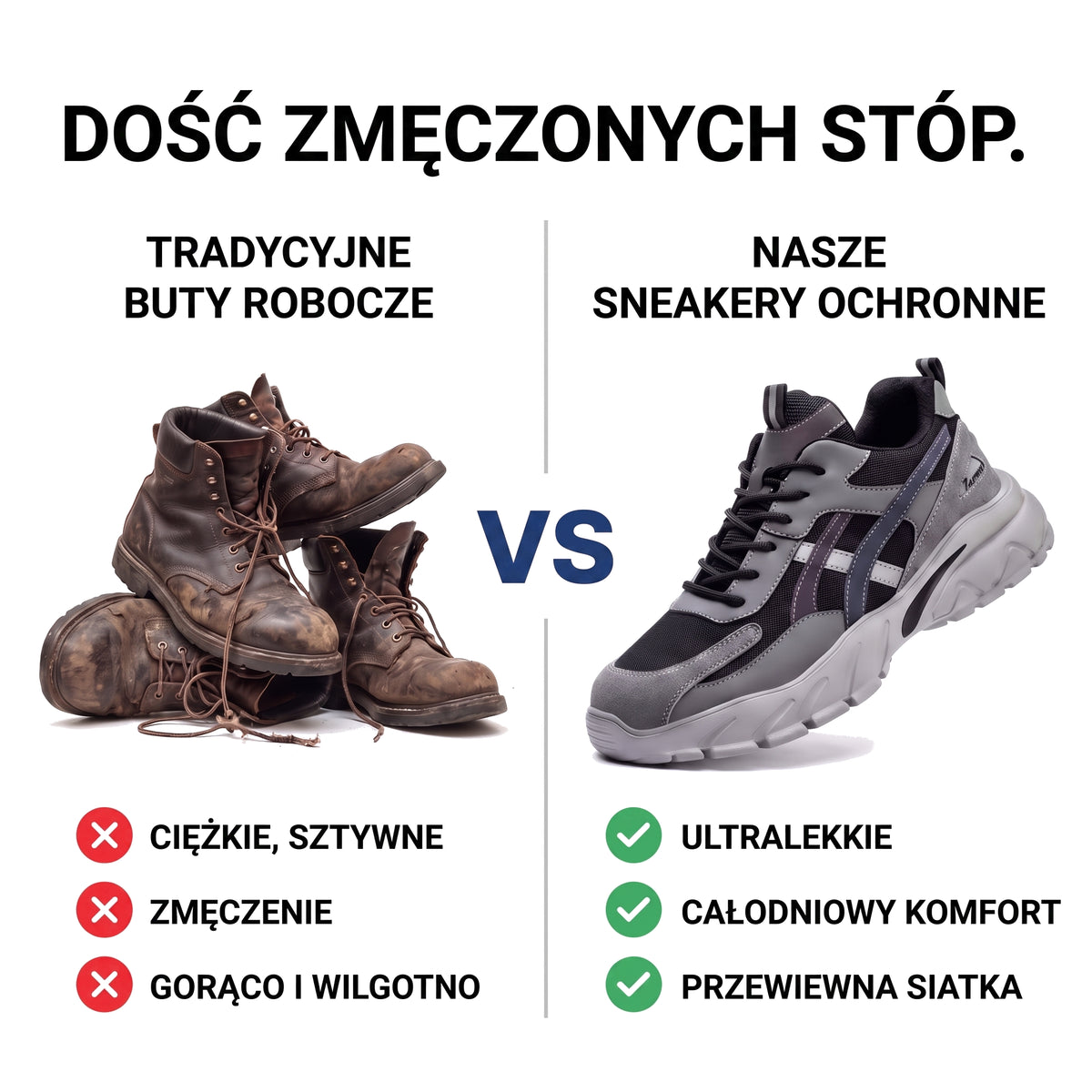 Lekkie buty robocze męskie z oddychającą siatką