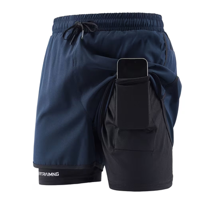 Męskie spodenki sportowe 2w1 – szybkoschnące i wygodne