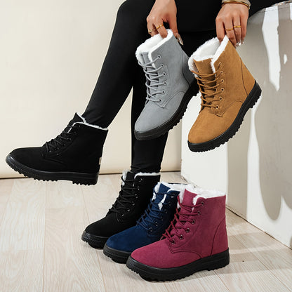 Buty zimowe damskie ocieplane, sznurowane