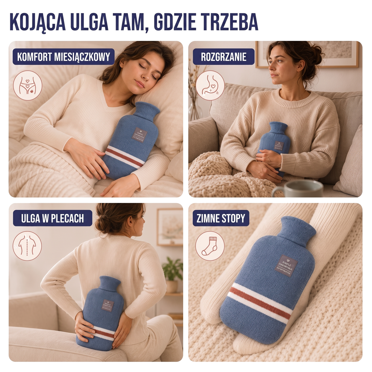 Termofor 2 litry w miękkim dzianinowym pokrowcu
