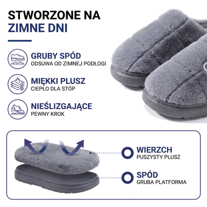 Ciepłe kapcie zimowe z pluszowym futerkiem i grubą podeszwą