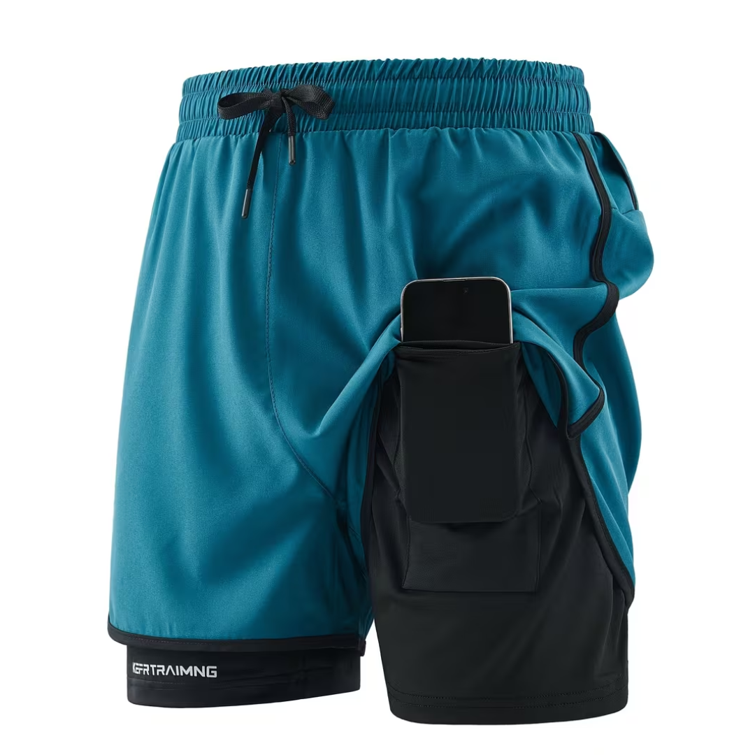 Męskie spodenki sportowe 2w1 – szybkoschnące i wygodne