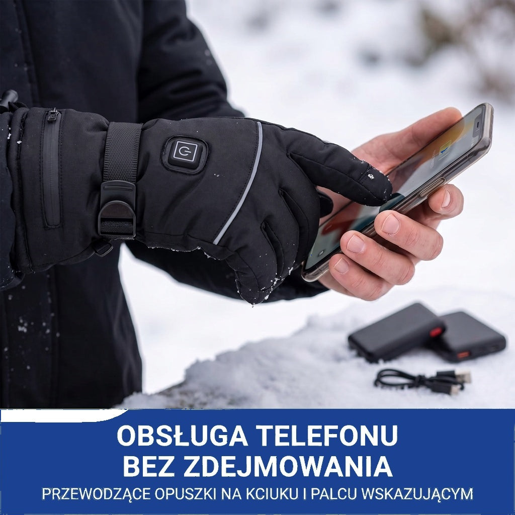 Rękawiczki podgrzewane - 3 poziomy grzania - Wodoodporne i wiatroszczelne