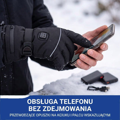 Rękawiczki podgrzewane - 3 poziomy grzania - Wodoodporne i wiatroszczelne