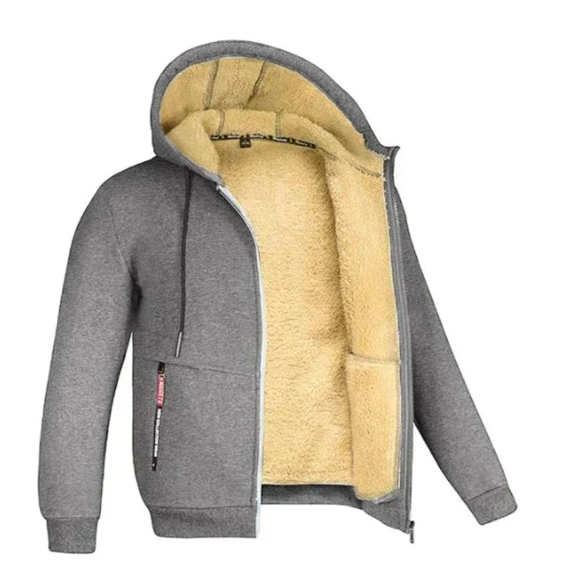 Bluza męska rozpinana z kapturem z podszewką sherpa