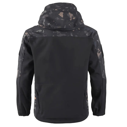 Kurtka softshell męska z polarową podszewką i taktycznym kapturem
