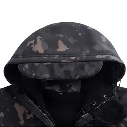 Kurtka softshell męska z polarową podszewką i taktycznym kapturem