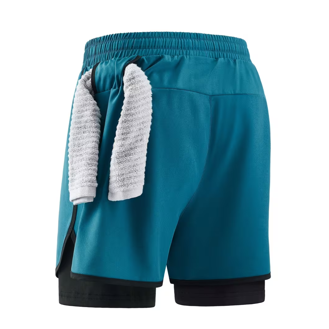 Męskie spodenki sportowe 2w1 – szybkoschnące i wygodne