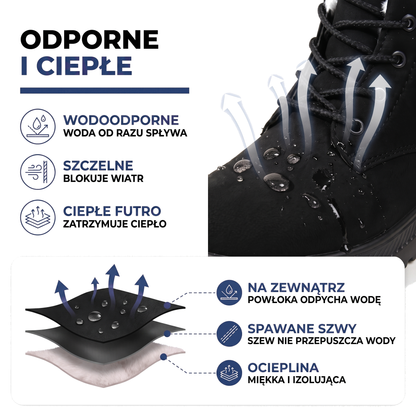 Buty zimowe damskie ocieplane, sznurowane