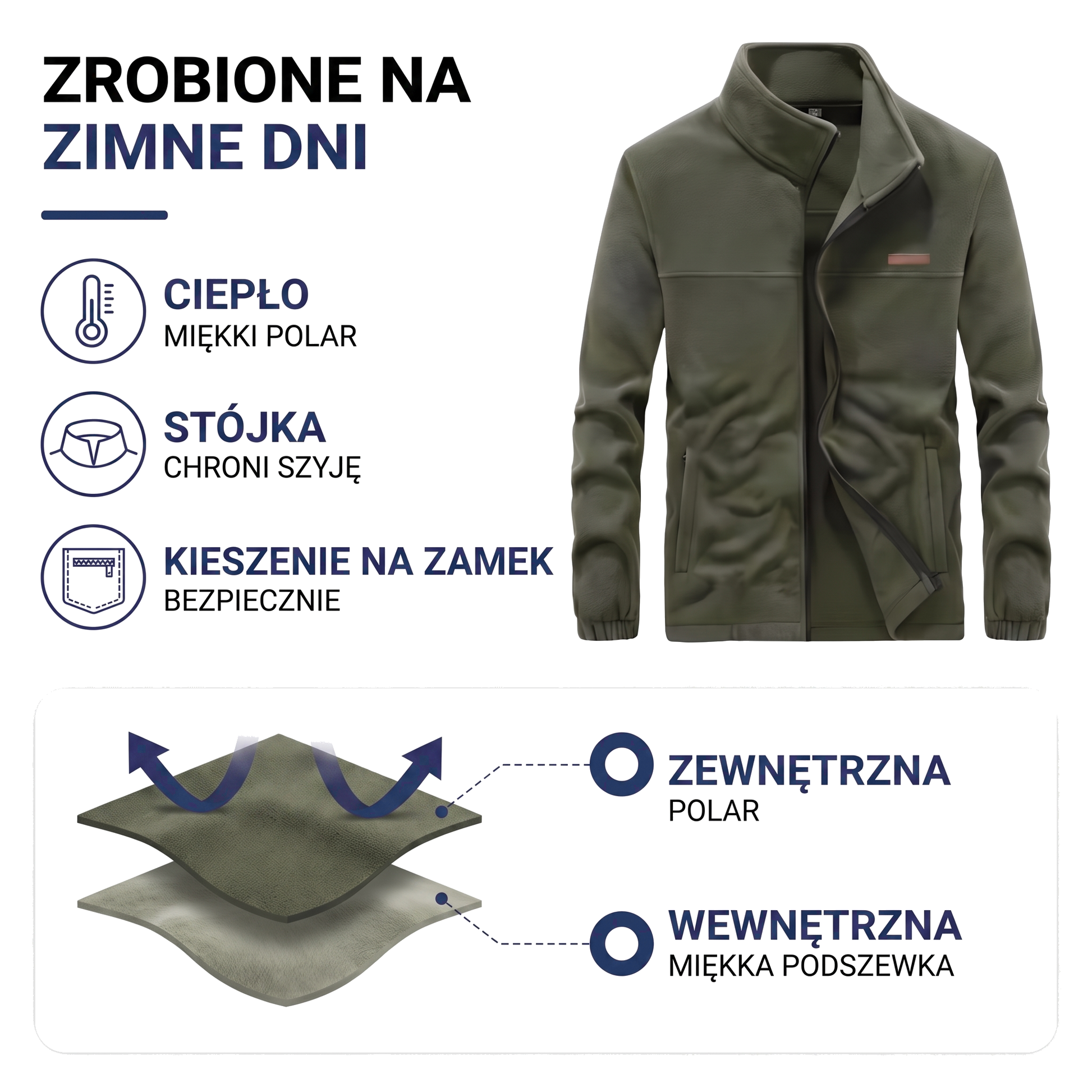 Polar męski ze stójką