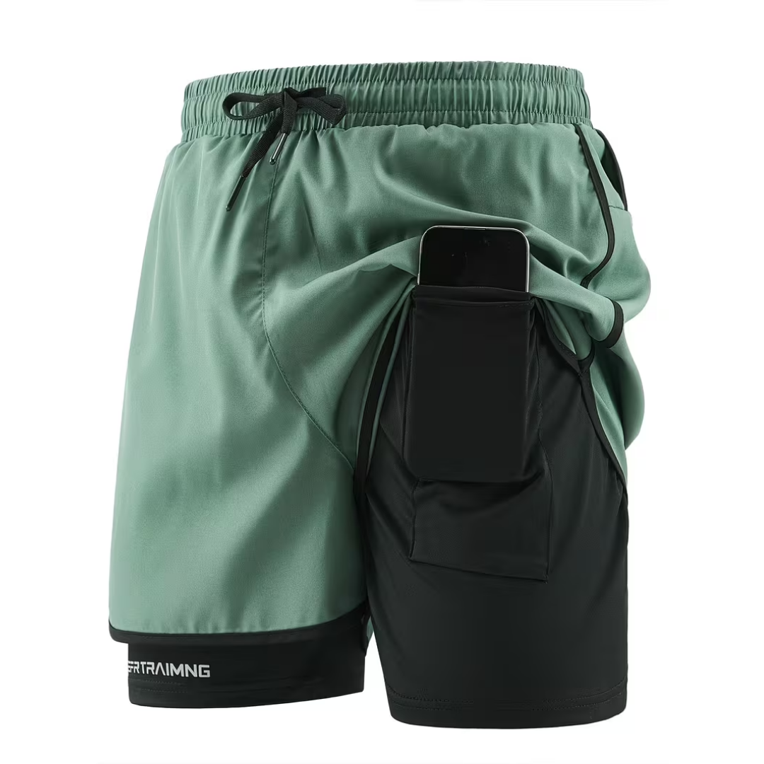 Męskie spodenki sportowe 2w1 – szybkoschnące i wygodne