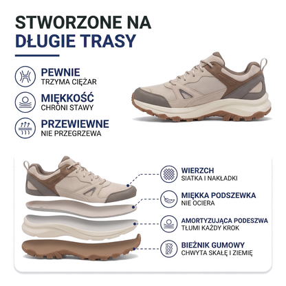Buty trekkingowe męskie ze stabilną podeszwą profilowaną
