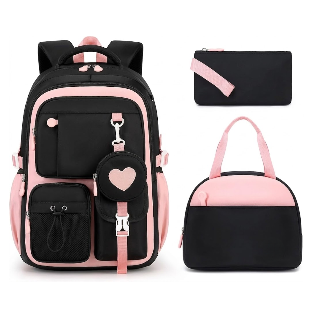 Plecak szkolny dla dziewczyny - zestaw 3w1 - na laptopa 15,6"